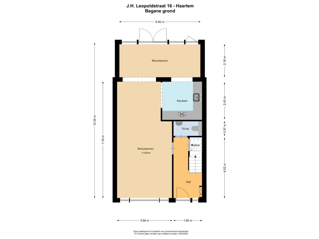 View floorplan of Begane grond of J.H. Leopoldstraat 16