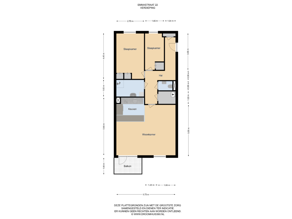 Bekijk plattegrond van Verdieping van Emmastraat 22