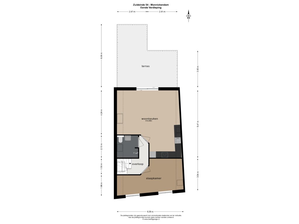 View floorplan of EERSTE VERDIEPING of Zuideinde 54