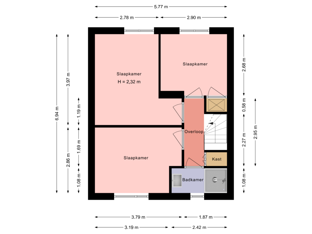 Bekijk plattegrond van 1e verdieping van Klingstraat 5