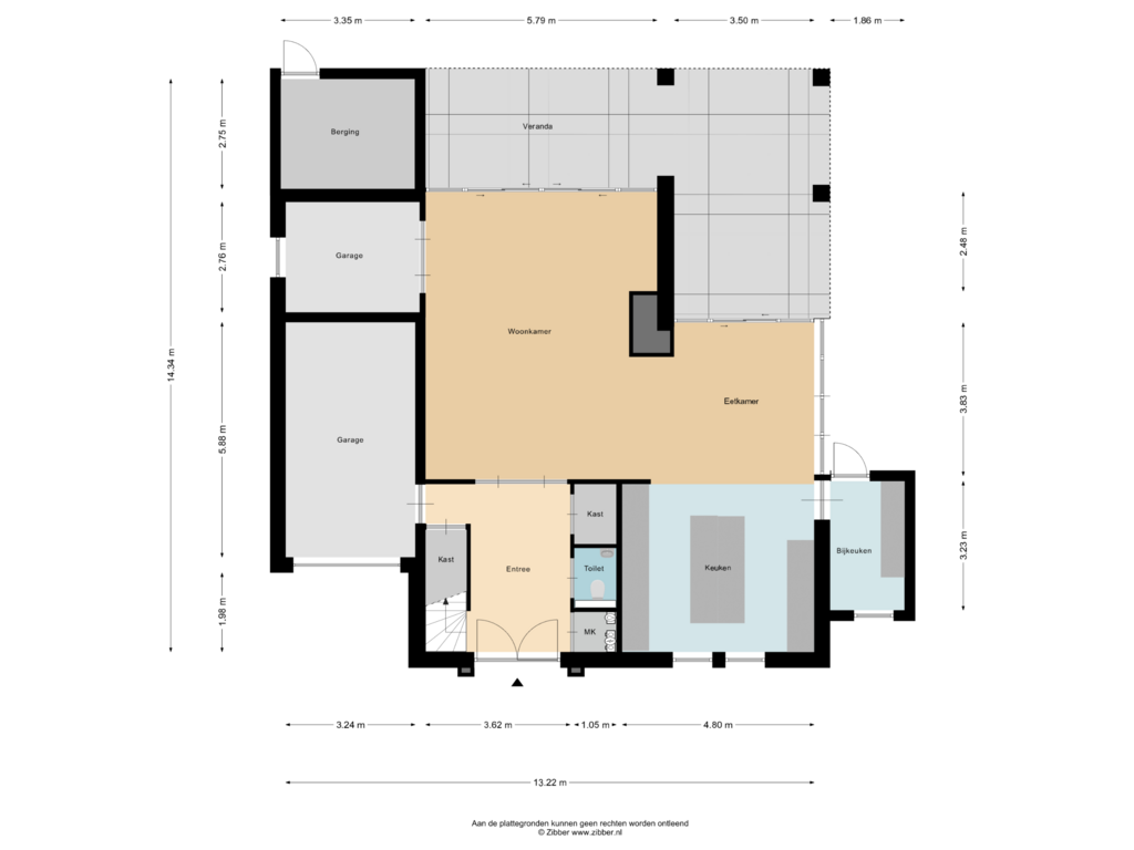 Bekijk plattegrond van Begane grond van Oude Wetering 19