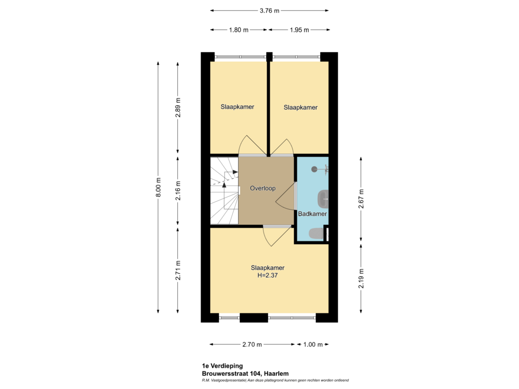 Bekijk plattegrond van 1e Verdieping van Brouwersstraat 104