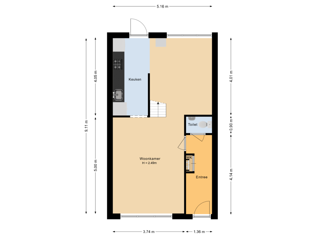 View floorplan of Begane grond of Maartstraat 78