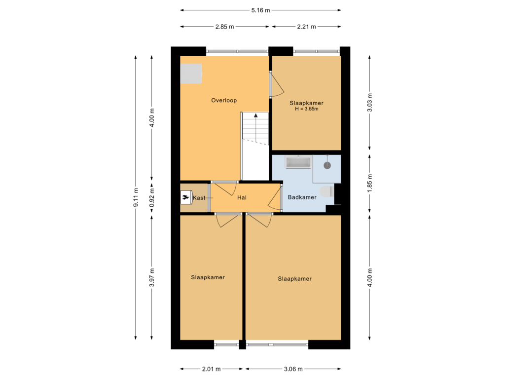 View floorplan of Eerste verdieping of Maartstraat 78