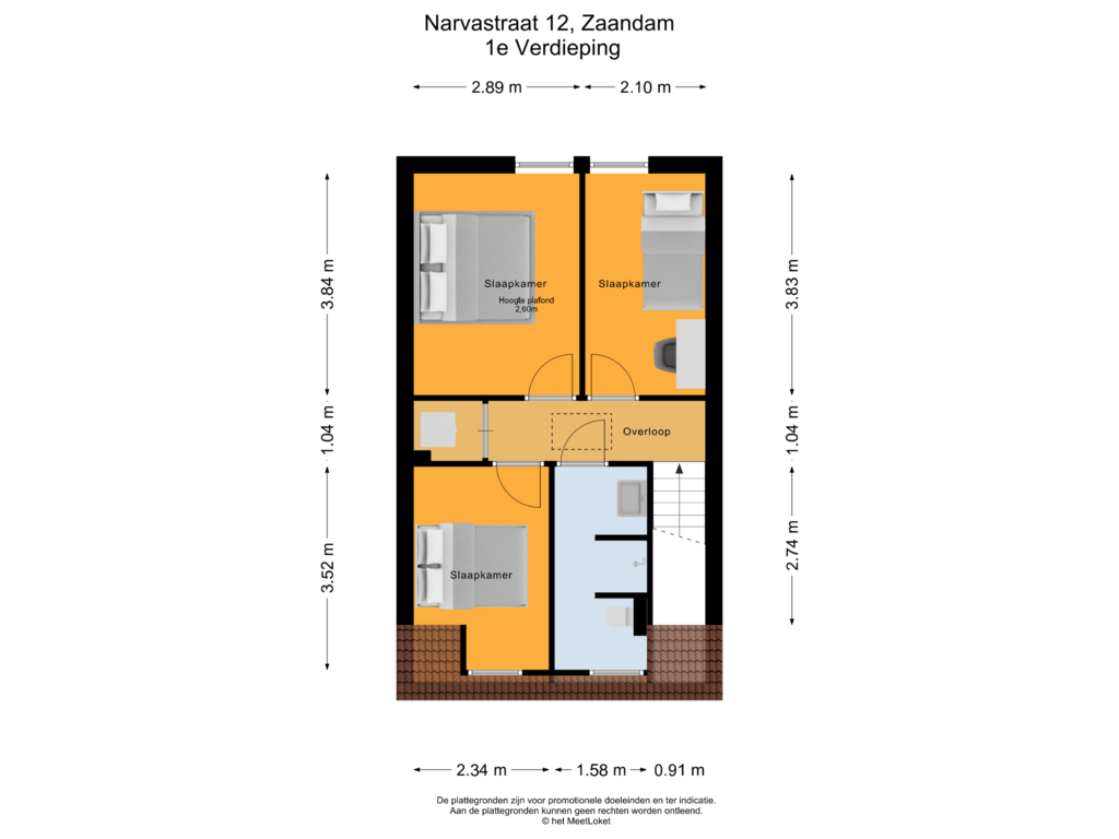 Bekijk plattegrond van 1e Verdieping van Narvastraat 12