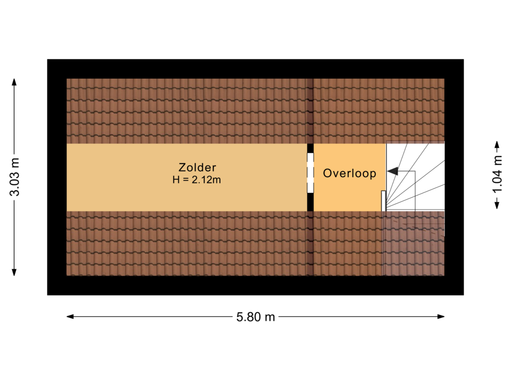 View floorplan of Tweede verdieping of Kanaalstraat 60