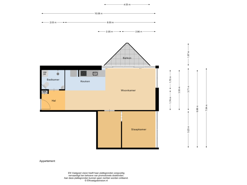 View floorplan of Appartement of Gouden Leeuw 1026