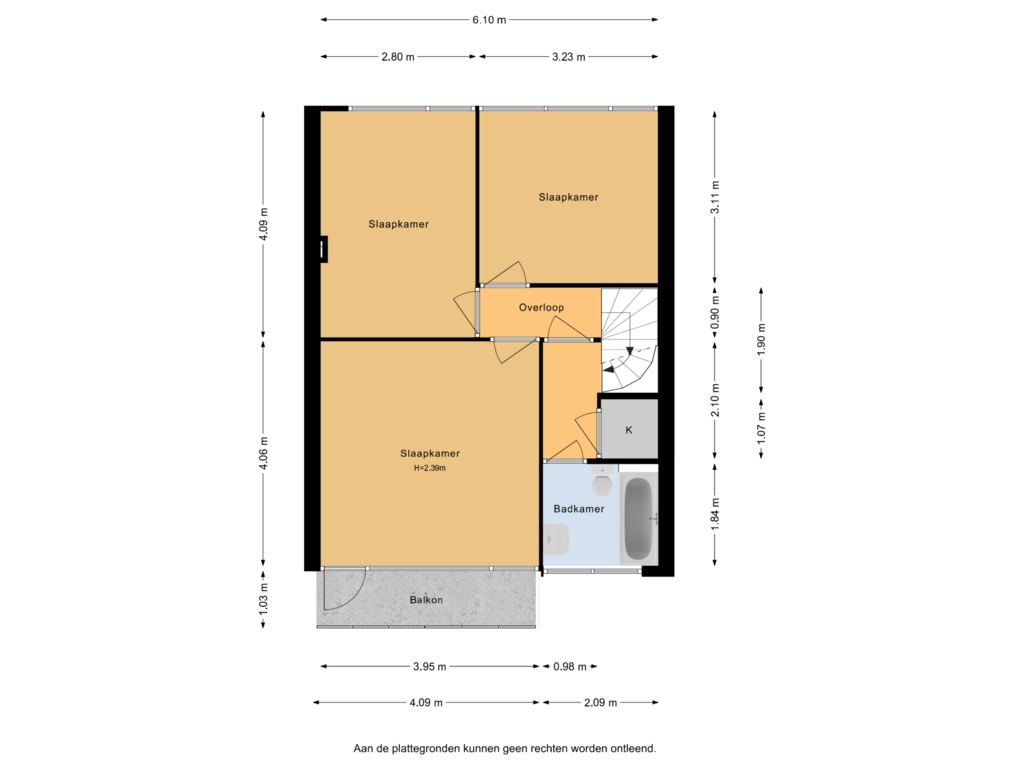 View floorplan of 1e verdieping of Debussylaan 18