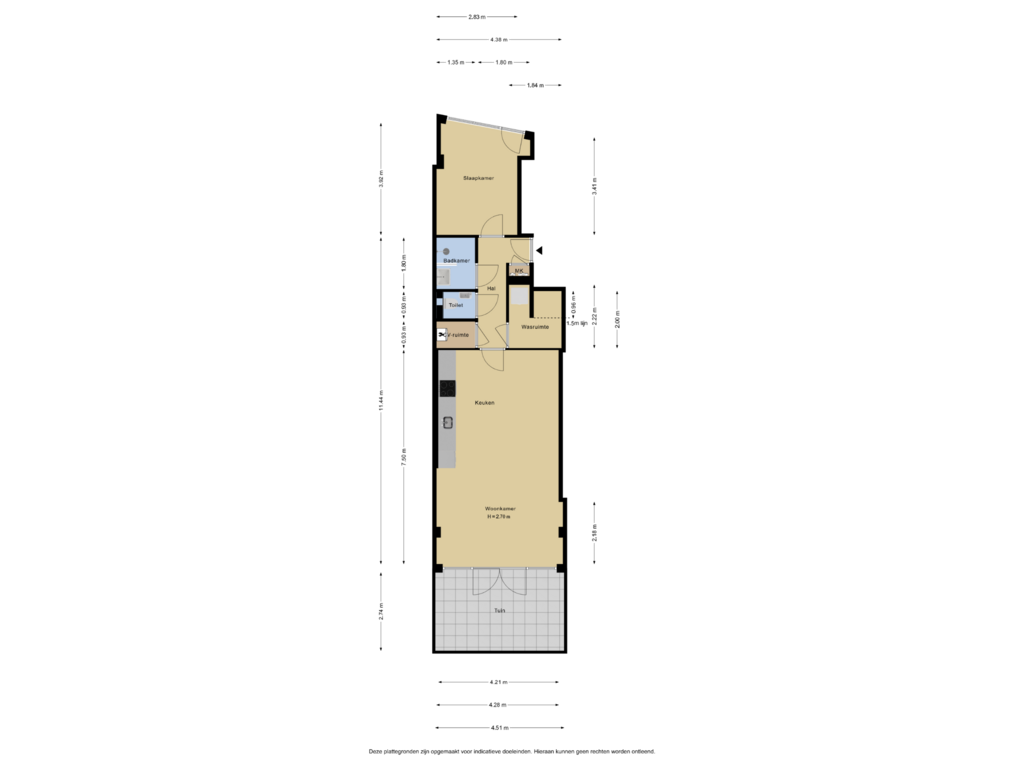 View floorplan of Begane grond of Willem van Hillegaersbergstraat 131-A