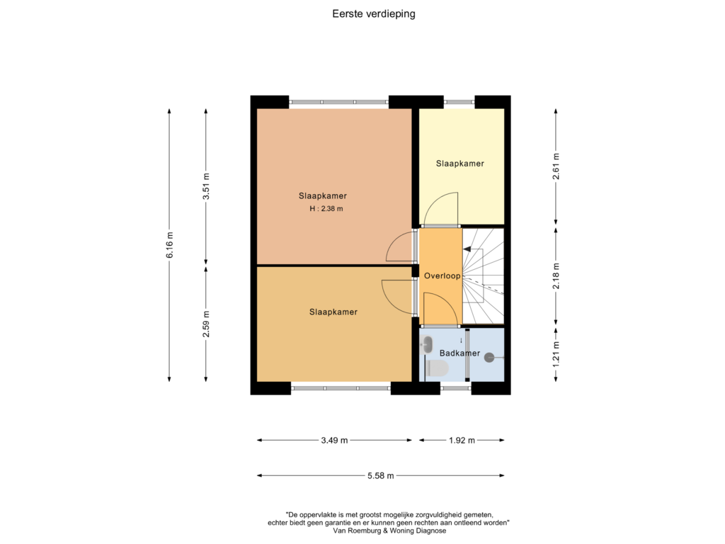 View floorplan of Eerste verdieping of Fresialaan 4