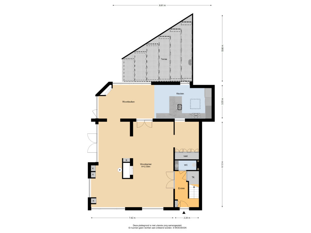 View floorplan of Begane grond of Glipper Dreef 71