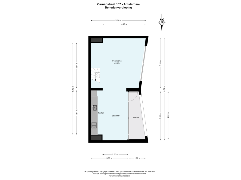 Bekijk plattegrond van Benedenverdieping van Carnapstraat 107