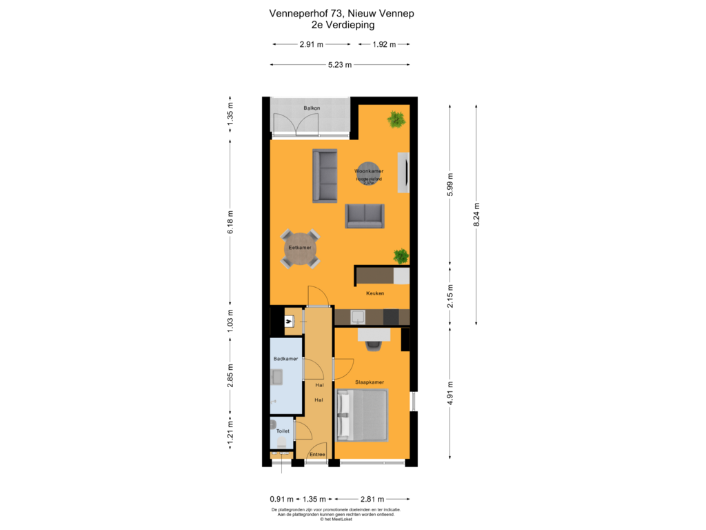 View floorplan of 2e Verdieping of Venneperhof 73