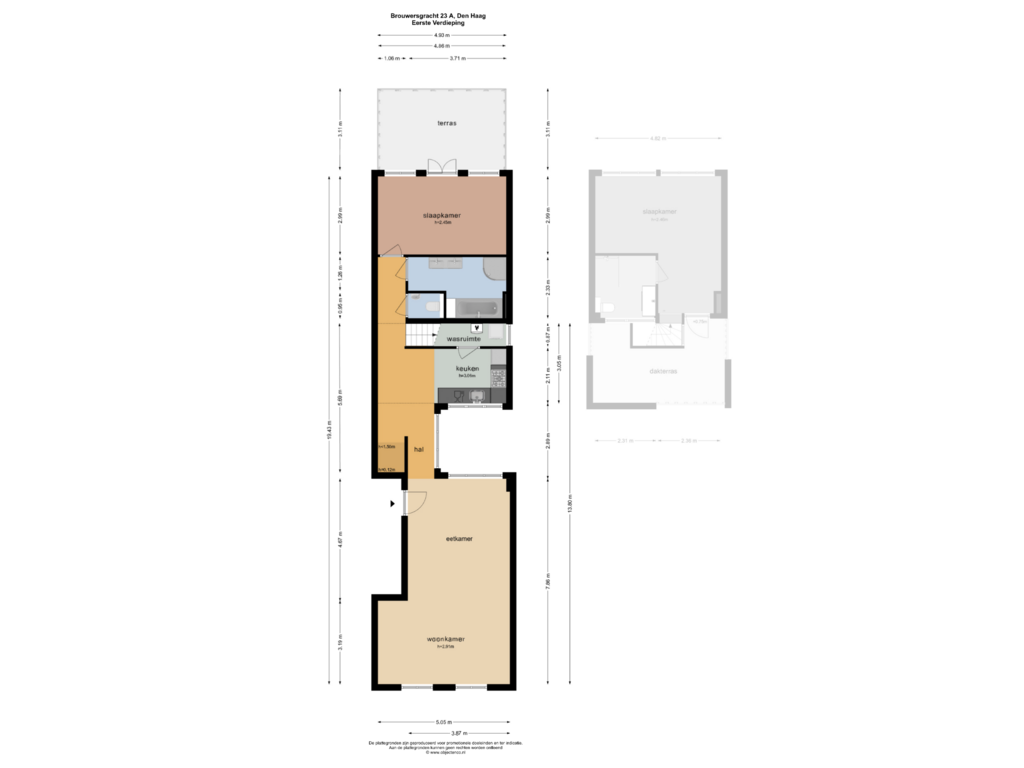 Bekijk plattegrond van Eerste Verdieping van Brouwersgracht 23-A