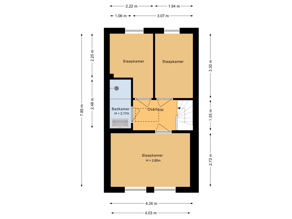 View floorplan of Eerste verdieping of Molenweg 75