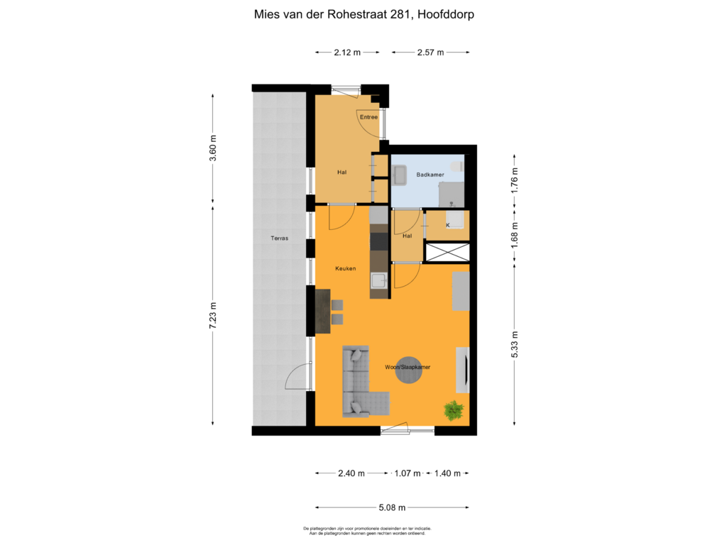 View floorplan of First floor of Mies van der Rohestraat 281