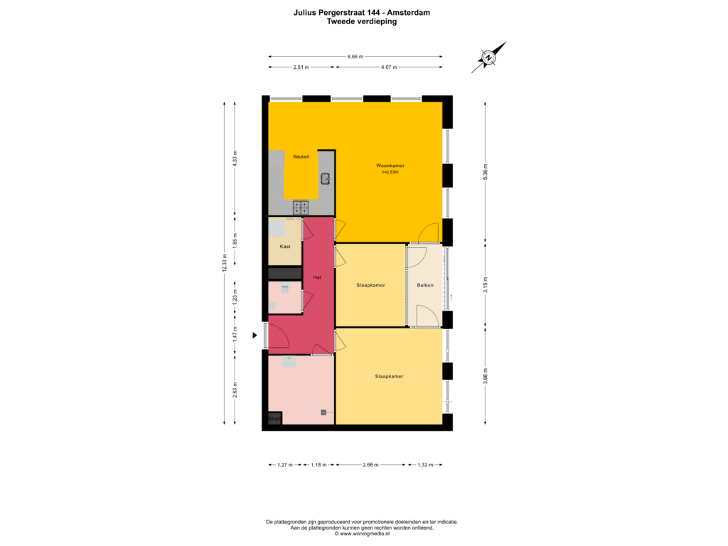 View floorplan of Tweede verdieping of Julius Pergerstraat 144