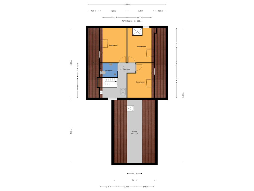 View floorplan of 1e verdieping of Karpersloot 64