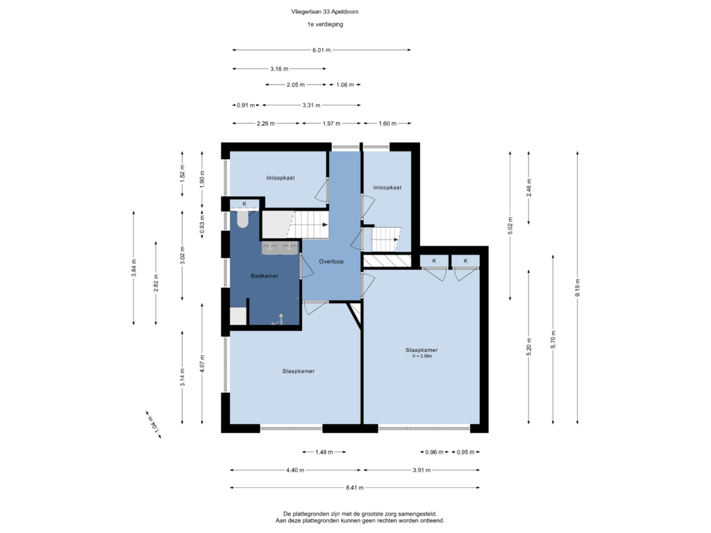 Bekijk plattegrond van 1e verdieping van Vliegerlaan 33