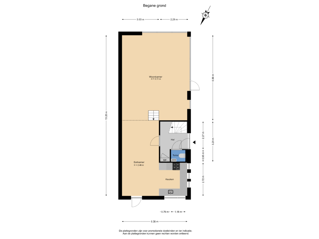 Bekijk plattegrond van Begane grond van Tenerifestraat 22