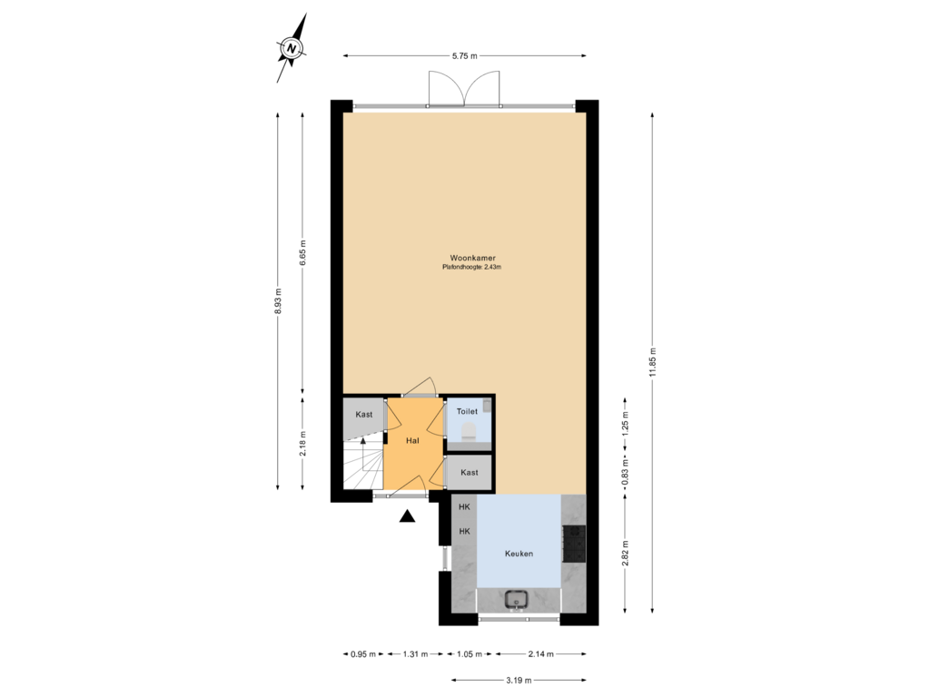 Bekijk plattegrond van Begane grond van Aletta Jacobsstraat 11