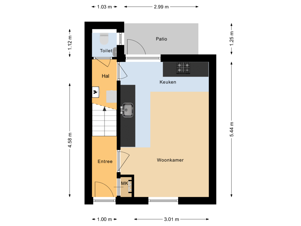 Bekijk plattegrond van Begane grond van Lieve Vrouwestraat 35