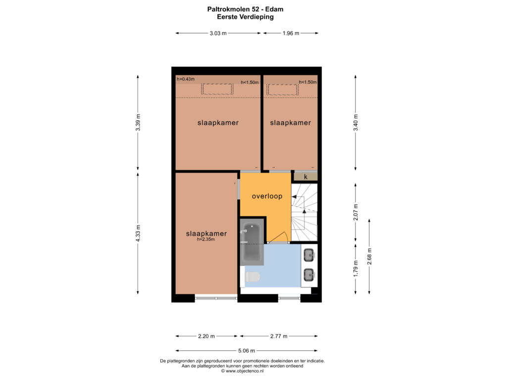 View floorplan of EERSTE VERDIEPING of Paltrokmolen 52