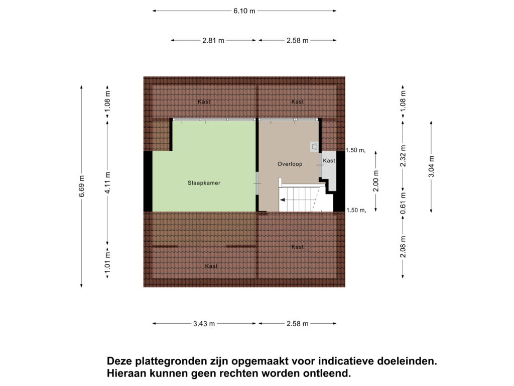 View floorplan of Tweede verdieping of Vechtstraat 2