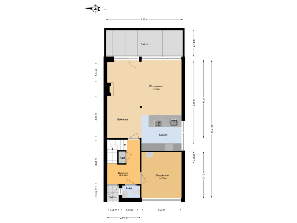 Bekijk plattegrond van 1e Verdieping van Kochstraat 2-A