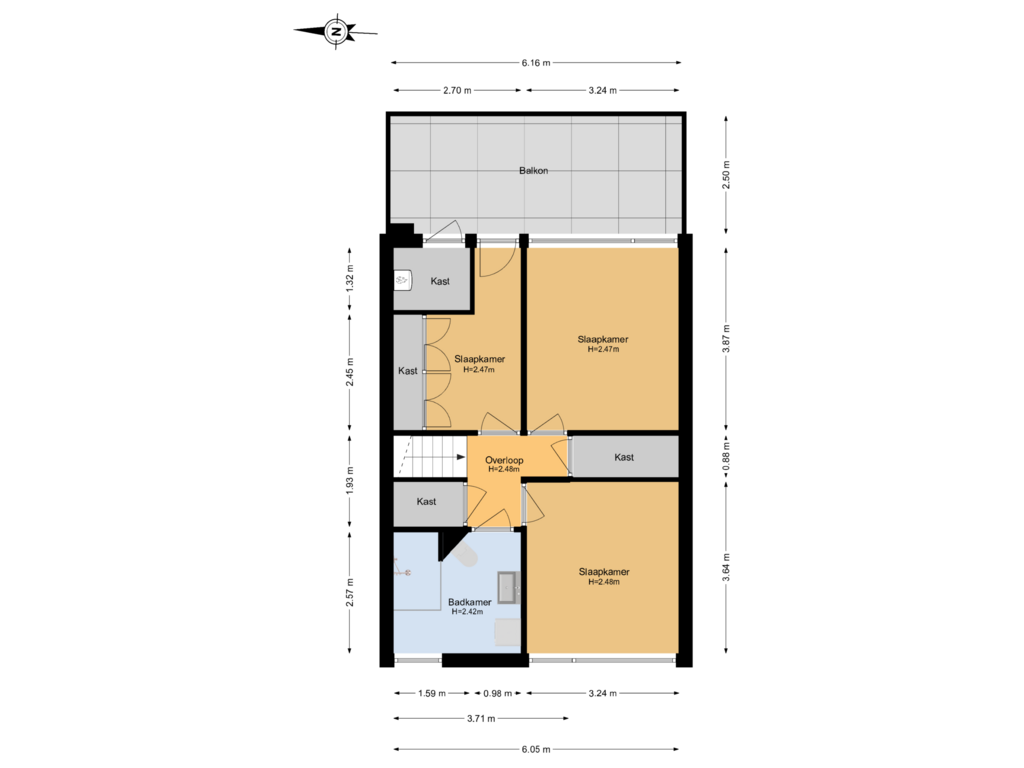 Bekijk plattegrond van 2e Verdieping van Kochstraat 2-A