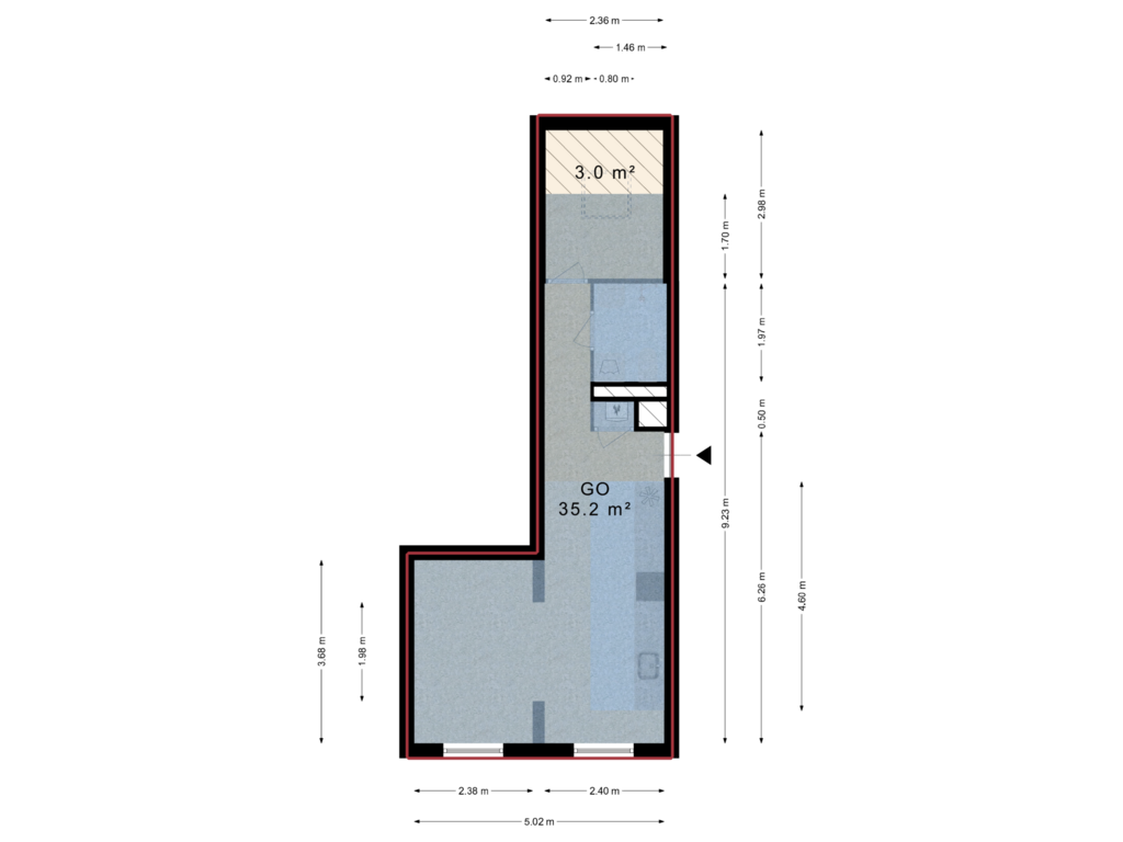 Bekijk plattegrond van Appartement van Korte Leidsedwarsstraat 167-E