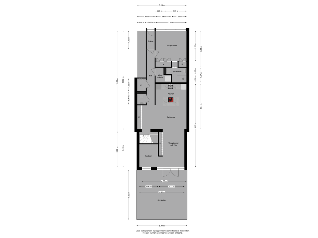 View floorplan of Begane grond + Tuin of Prinses Margrietlaan 16-A