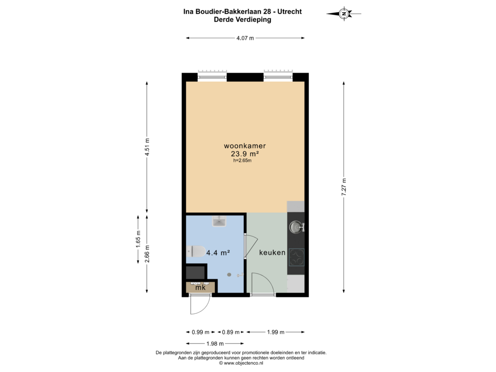 View floorplan of Derde Verdieping of Ina Boudier-Bakkerlaan 28