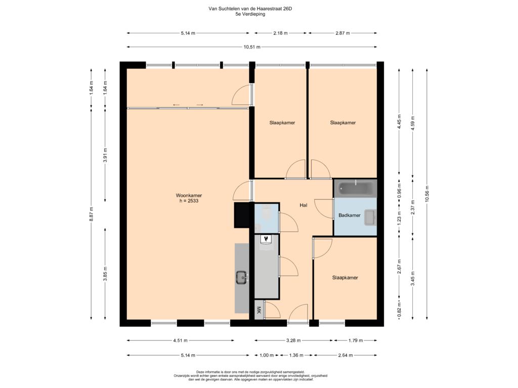 Bekijk plattegrond van 5e Verdieping van Van Suchtelen van de Haarestraat 26-D