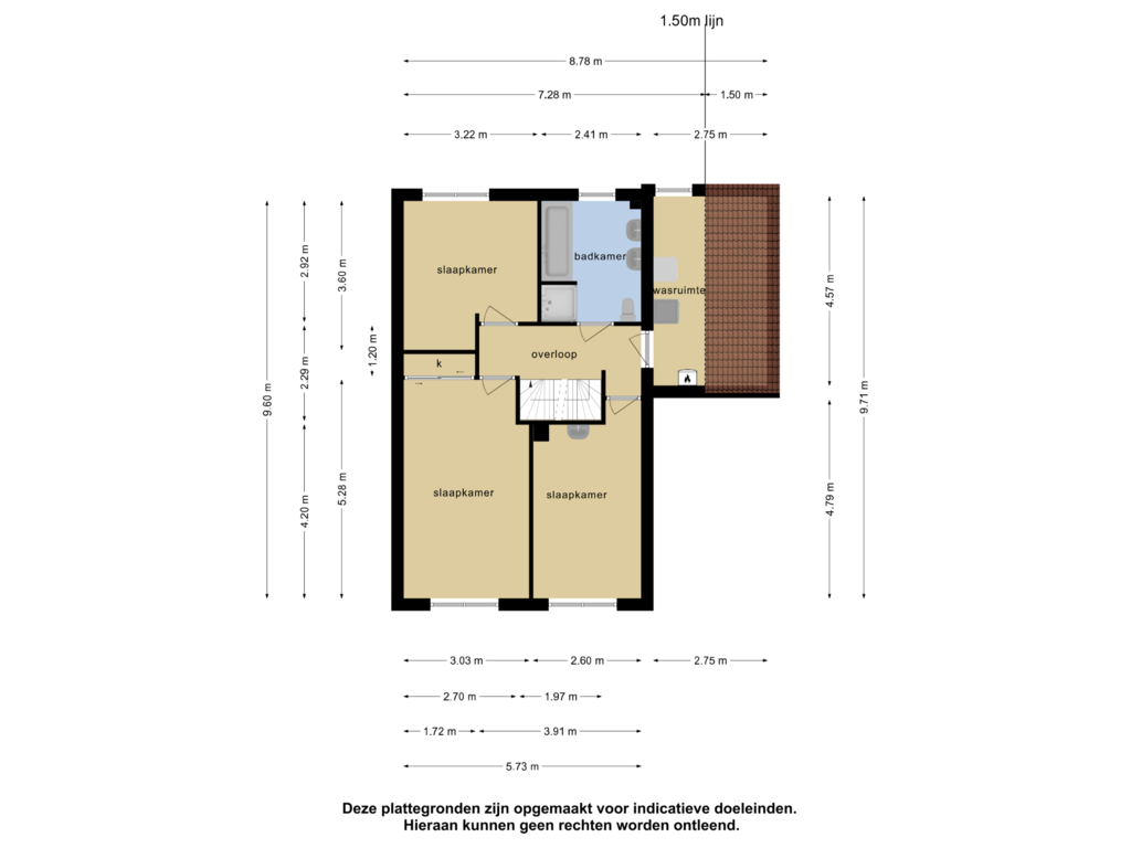 View floorplan of 1e verdieping of Bitterland 9