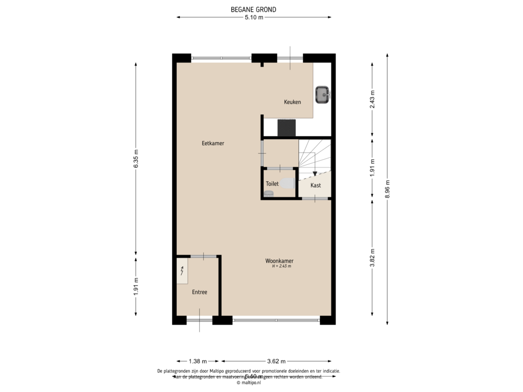 View floorplan of Begane grond of De Lormstraat 3