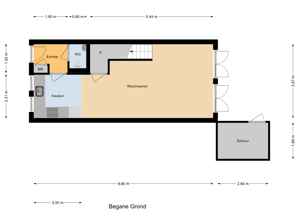 Bekijk plattegrond van Begane Grond van Noordwal 4