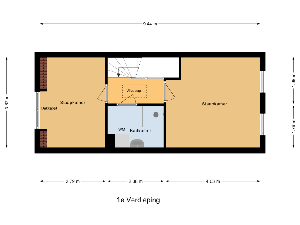 Bekijk plattegrond van 1e Verdieping van Noordwal 4