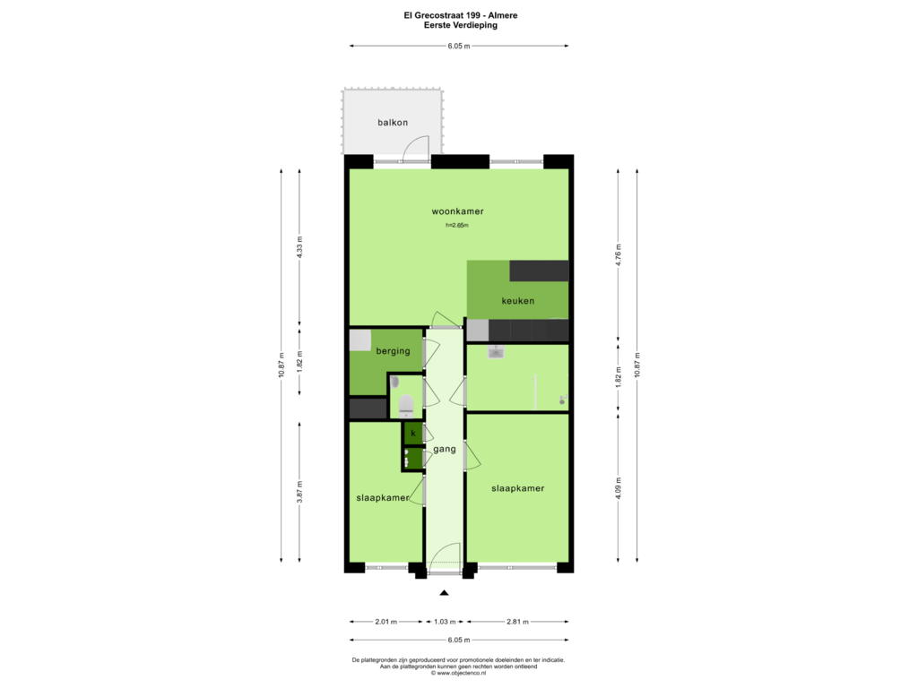 View floorplan of EERSTE VERDIEPING of El Grecostraat 199