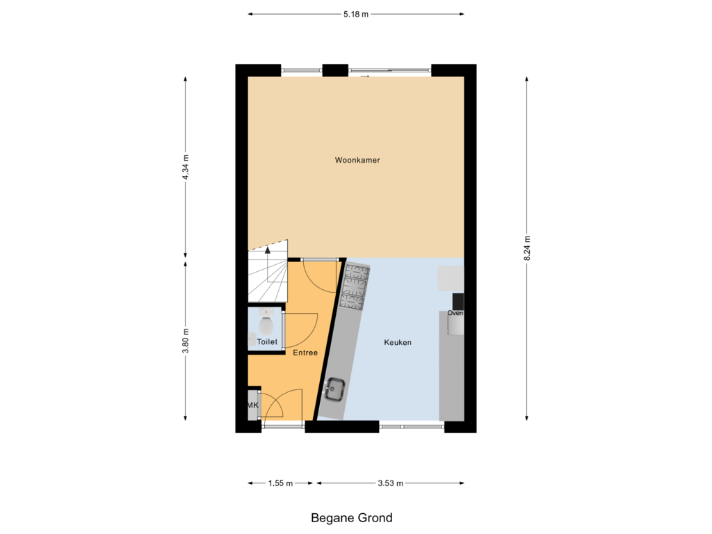 View floorplan of Begane Grond of Aletta Jacobsstraat 5