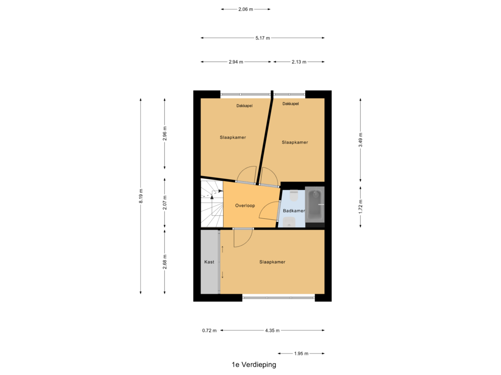 View floorplan of 1e Verdieping of Aletta Jacobsstraat 5