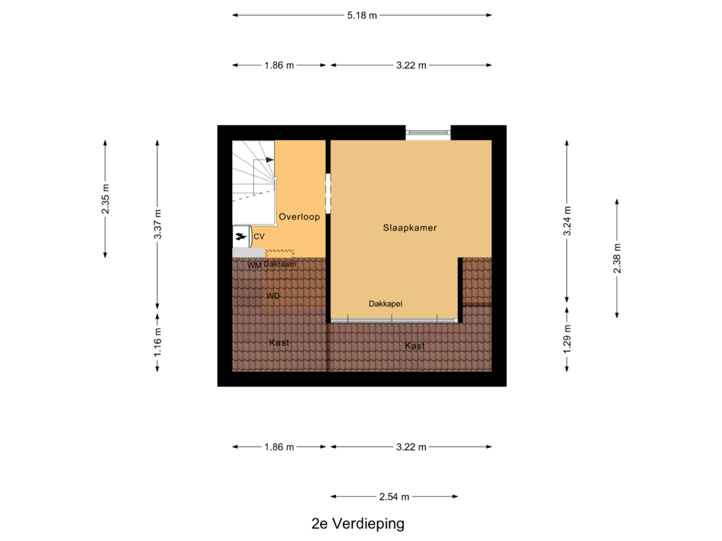 View floorplan of 2e Verdieping of Aletta Jacobsstraat 5