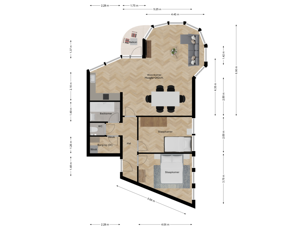 View floorplan of First floor of Herengracht 1-E