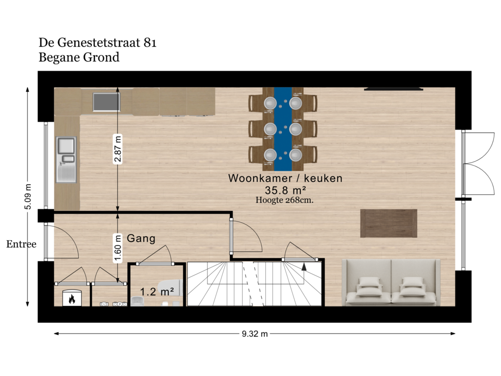 Bekijk plattegrond van Begane Grond van De Genestetstraat 81