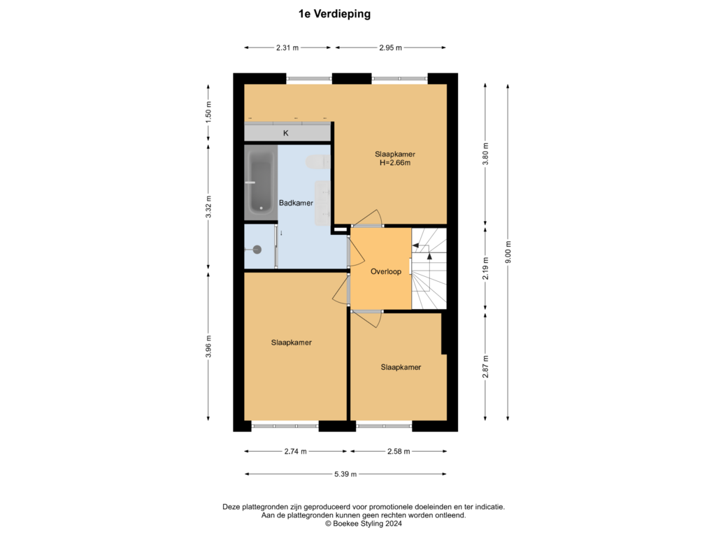 Bekijk plattegrond van 1e Verdieping van Corellistraat 3