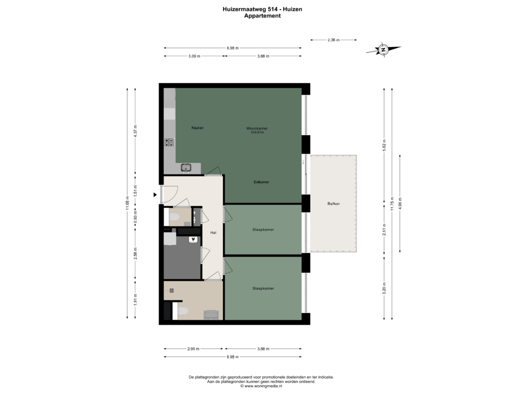 Bekijk plattegrond van Appartement van Huizermaatweg 514