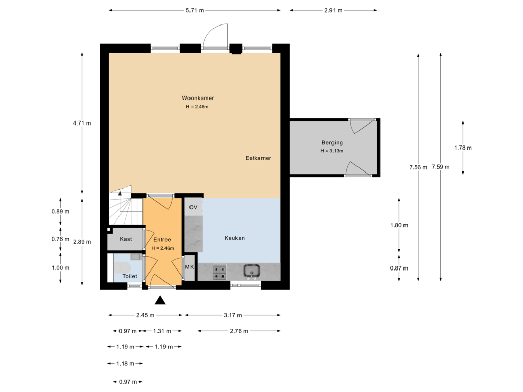 View floorplan of Begane grond of Twickel 9