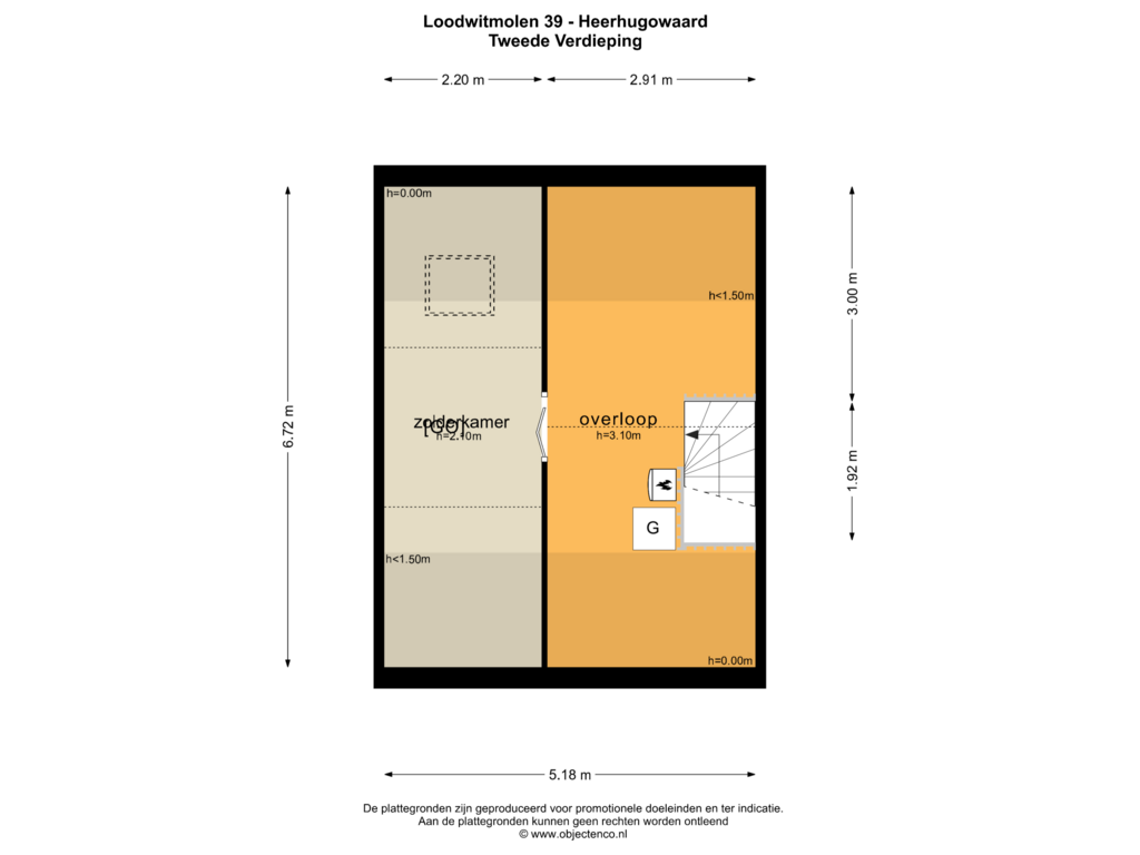 Bekijk plattegrond van TWEEDE VERDIEPING van Loodwitmolen 39