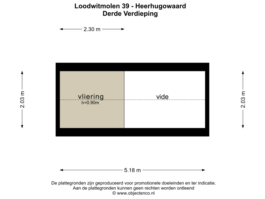 Bekijk plattegrond van DERDE VERDIEPING van Loodwitmolen 39