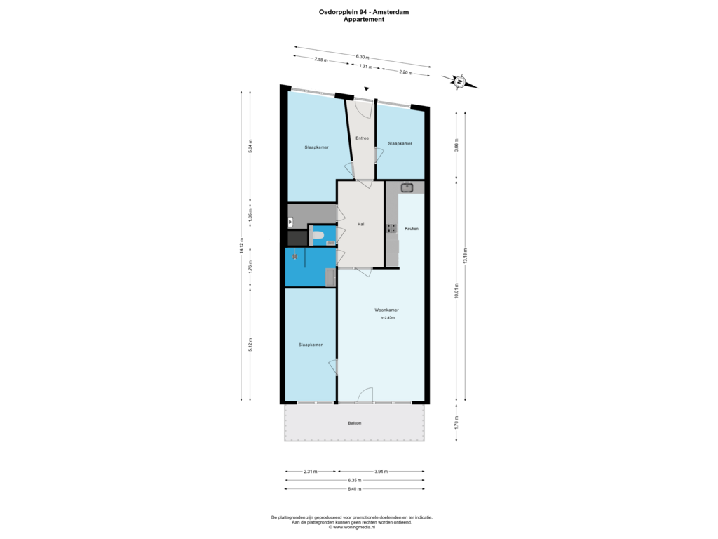 Bekijk plattegrond van Appartement van Osdorpplein 94